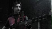 Claire with a shotgun in RE2 flashback.