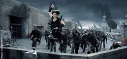 Alice running from zombies in Afterlife