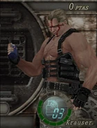 Krauser holding a Flash Grenade in Resident Evil 4