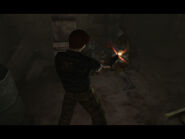 Steve start firing his weapon.