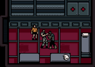 The captain, zombified by the parasite, attacks Barry.