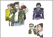 Early concept art of Brad (far left) from the original Resident Evil.