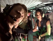 Chad (Richard) and Hannah (Jill) aboard the S.T.A.R.S. helicopter.