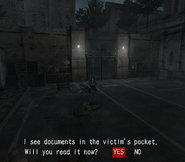 Resident Evil Outbreak - Decisions, Decisions Back square Orders location