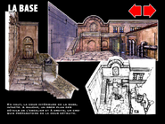 The base. On top, there's the courtyard of the base, intact. On the left, a big detailed plan of the stairs and on the right, a preparatory sketch of the destroyed courtyard.