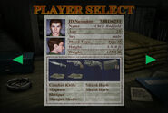 Chris's selection screen (DC/PS2/GCN).