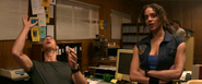 Wesker and Jill in the S.T.A.R.S office.