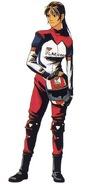 Elza's final standard outfit design (standing), as seen in CAPCOM design WORKS and Resident Evil Archives.