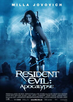 Resident evil movie poster with ada and chainsaw