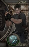 Leon holding a Blacktail in Resident Evil 4