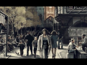 Jill is walking through the streets of Raccoon City