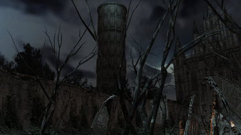 Resident Evil 4 Tower and Cathedral seen from below