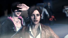 Resident Evil Revelations 2 screenshot - Terrasave under attack, Claire Redfield and Moira Burton