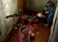 Leon enfrentándose a varios Lickers en Resident Evil 2