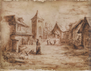 Biohazard 4 Incubate village drawing 1