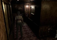 Rebecca's "Leather" costume in-game (back).