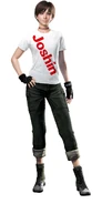 Rebecca's "Joshin Denki" t-shirt costume (front).