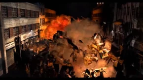 La calle principal es destruida