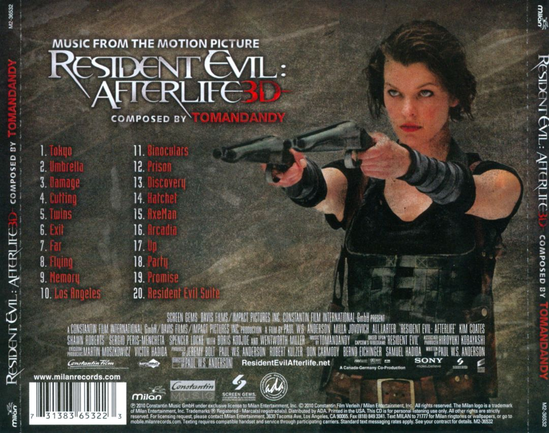 Tomandandy: Resident Evil: Afterlife - Soundtrack - Milan Records