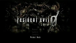 RE0HD Wesker Mode main menu