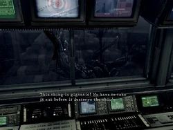 This thing is gigantic! We have to take it out before it destroys the ship!