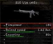 The SIG 556 (MG) as it appears in the RE5 inventory menu