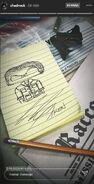 A doodle of Richard by Chad Rook among several props.