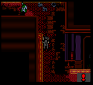 Screenshot from the game. The "!" symbol in the corner warns the player about nearby threats.
