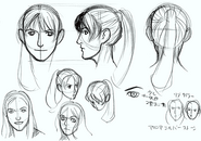 Elza's facial sketches from the Resident Evil 2 (PC/Dreamcast) Gallery.