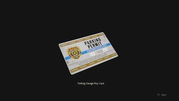 RE2 remake Parking Garage Key Card