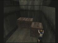 Sherry pushing a crate to solve a puzzle (RE2)