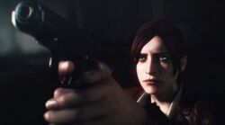 Resident Evil Revelations 2 screenshot - Claire Redfield aims at Neil Fisher