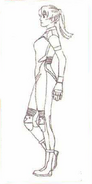 Elza's final standard outfit design (side) line art from Resident Evil Archives.