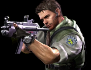 Chris in his S.T.A.R.S. outfit holding the H&K MP5