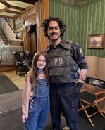 Avan (Leon) and Holly (Sherry) on the Spencer Mansion set.