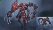 William Birkin's third form Resident Evil 2 remake concept art.