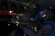 SWAT and Patrol Officers making a stand