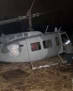 Close-up look at the S.T.A.R.S helicopter, notice the blood on the window, likely indicating the body of Kevin Dooley.