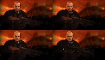 A collage of Nathan Hale in the game's main menu, showing his various states depending on Campaign progress.