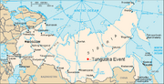 Approximate location of the Tunguska event, in Siberia.