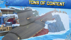 The crashed/wrecked submarine in Frozen Bay