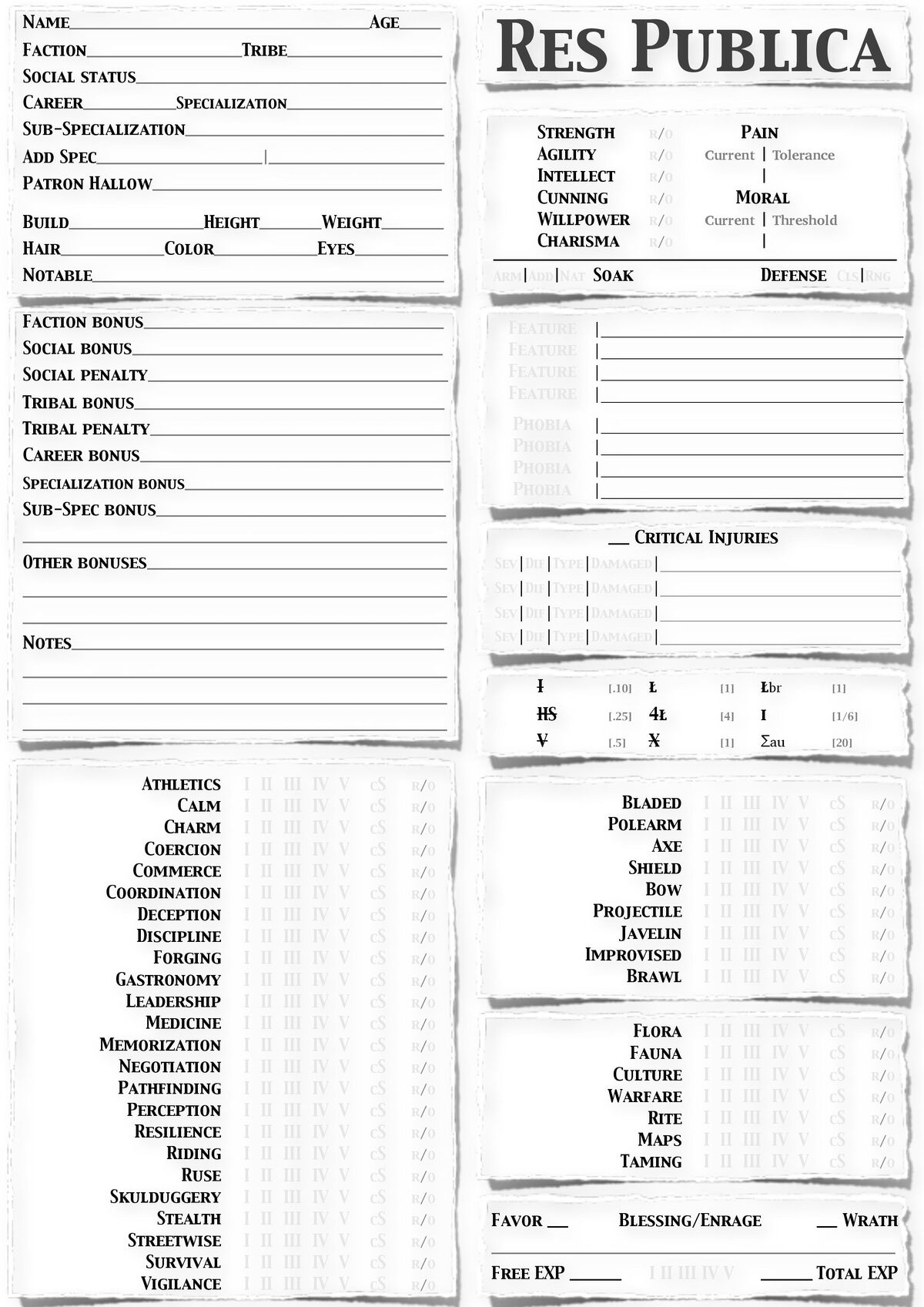 Character Sheet | Res Publica Wikia | Fandom