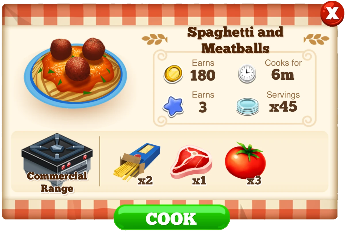 Spaghetti and Meatballs Restaurant Story 2 Wiki Fandom