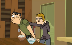 Jo knocks the spoon out of Brick's throat.