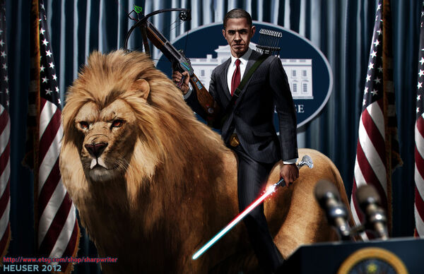 Obama riding a lion by sharpwriter-d5ftze6-1-