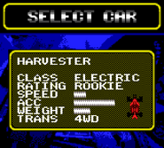 Genghis Kar in the car selection menu of the discontinued GBC port (wrong stats).