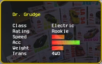 Dr. Grudge's stats in the Car Selection Screen.