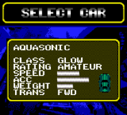 Aquasonic in the car selection menu of the discontinued GBC port.