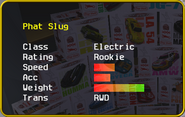 Phat Slug's stats in the Car Selection Screen.