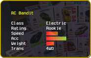 RC Bandit's stats in the Car Selection Screen.